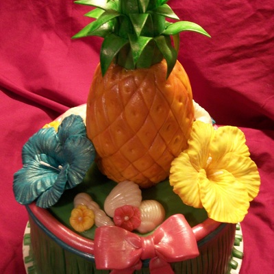 Hawaiian Luau Pineapple Hibiscus Cake