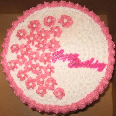 Simple Pink And White Birthday Cake