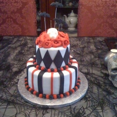 Black, White And Red Skull Cake