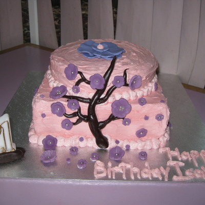 Blossom Cake With Purple Flowers