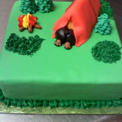 Camping Cake With Bear