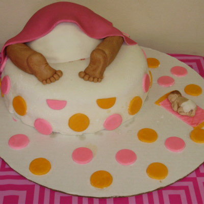 Pink And Orange Baby Bottom Babyshower Cake