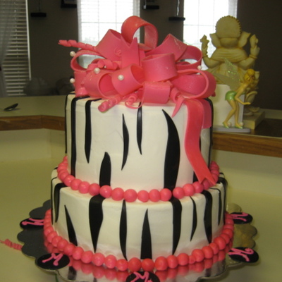 Zebra Lines And Bow Cake