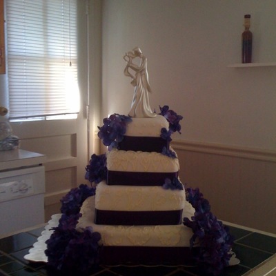 4 Tier Square Wedding Cake With Scrollwork