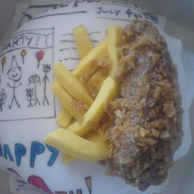 Grandma's Fish And Chip Birthday Cake