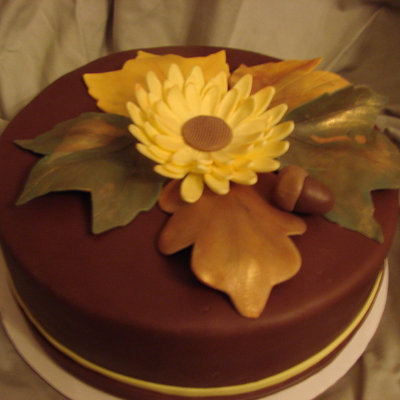 First Fondant Cake And Fondant Flower And Leaves