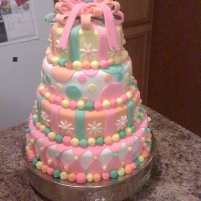 4 Tier Multi Color Cake