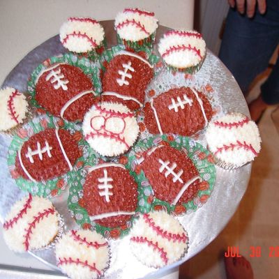 Football And Baseball Cupcakes