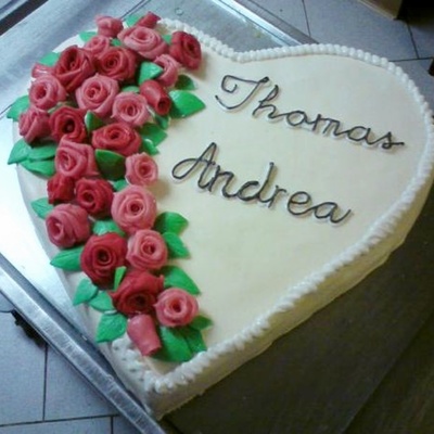 Heart Shaped Wedding Cake With Fondant Roses