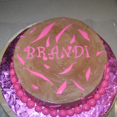 Pink & Brown Buttercrem & Fondant Cake