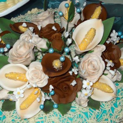 Brown Roses And Cream Calla Lilies