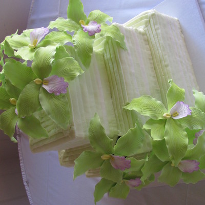 Pleated Wedding Cake With Gumpaste Orchids