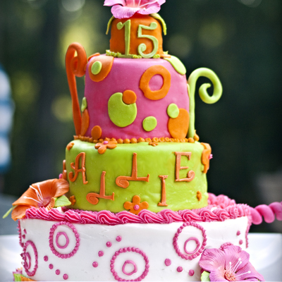 Bright Tiered Birthday Cake