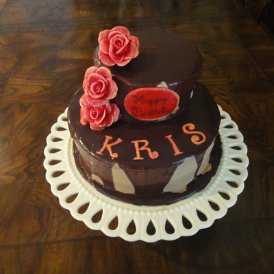Mocha Chocolate Cake With Painted Fondant Roses