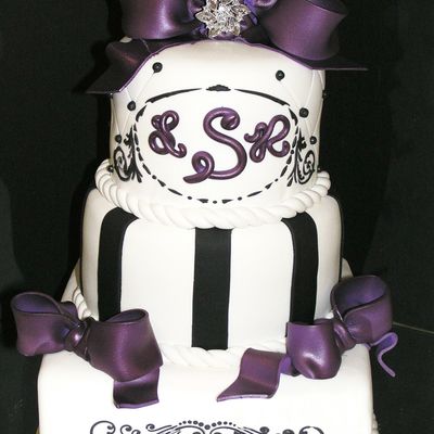 Black, White And Plum Wedding