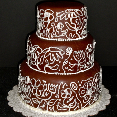 Brown And White Flower Cake