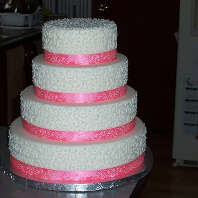 Pink Ribbon Wedding Cake