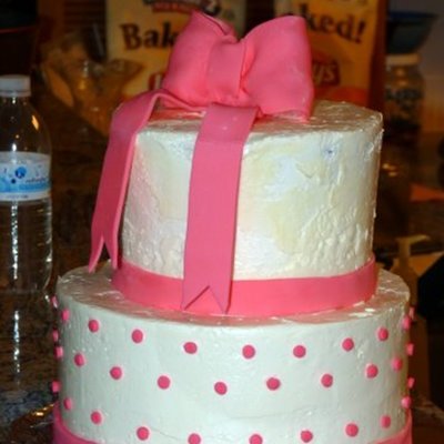 Pink And White Naming Cake