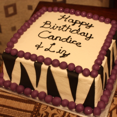 Zebra And Purple Square Cake