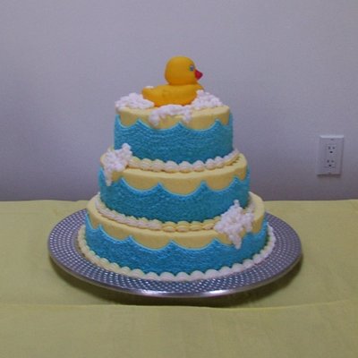 Tiered Rubber Ducky Baby Shower Cake