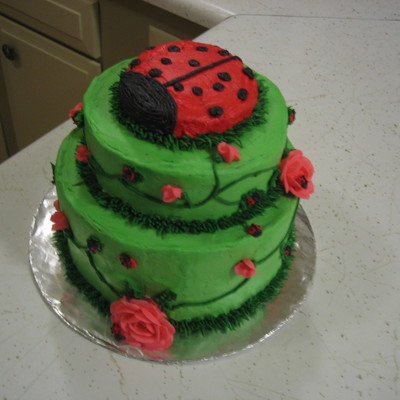 Flower And Ladybug Birthday Cake