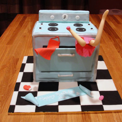 Funny Retro Oven Birthday Cake