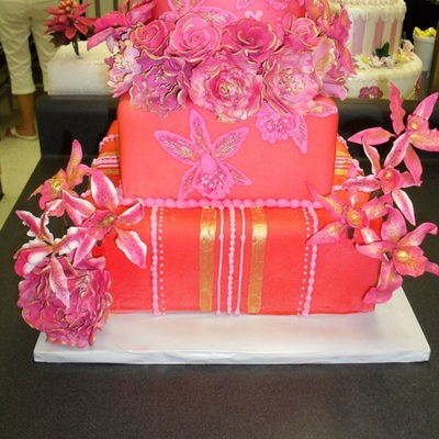 Orange And Pink Brush Embroidery Colette Class Cake