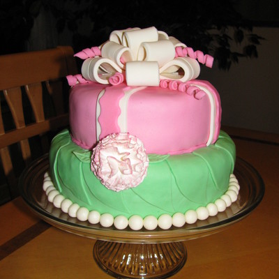 Pink And Green Birthday Cake