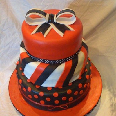 Black And Red Going Away Cake