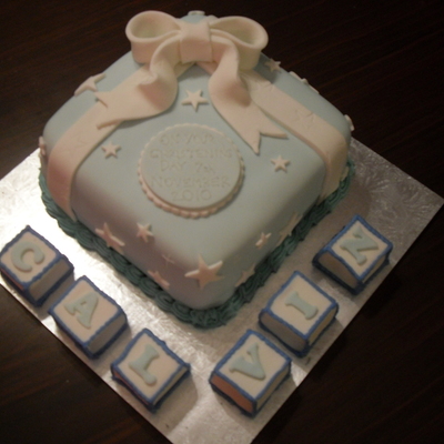 Parcel Christening Cake Blue