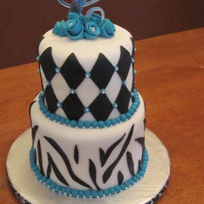 Zebra & Argyle Birthday Cake