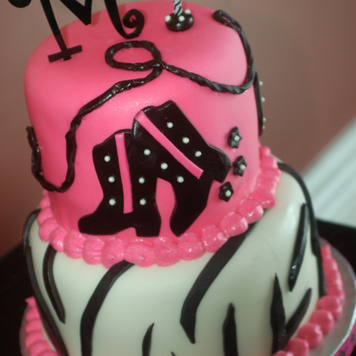 Cowgirl Zebra Birthday Cake