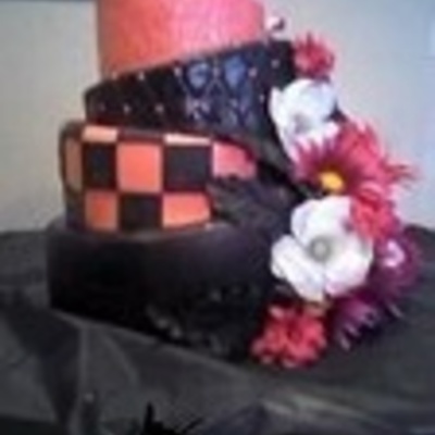 Black And Hot Pink Topsy Turvy Wedding Cake