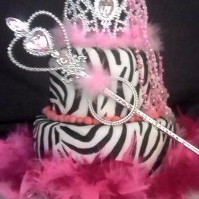 Zebra Cake W/ Hot Pink Accessories