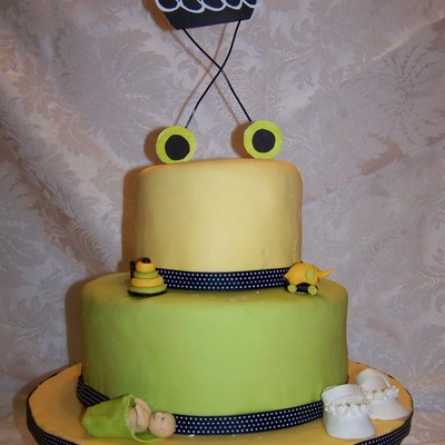 Yellow/green/ Black Carriage Cake