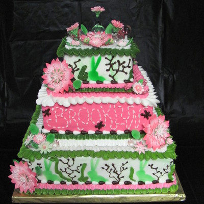 Ruffle Baby Shower Cake With Gum Paste Daisys