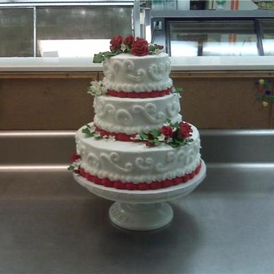 3 Tier Red Rose Wedding Cake