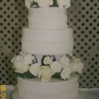 White Rose Wedding Cake