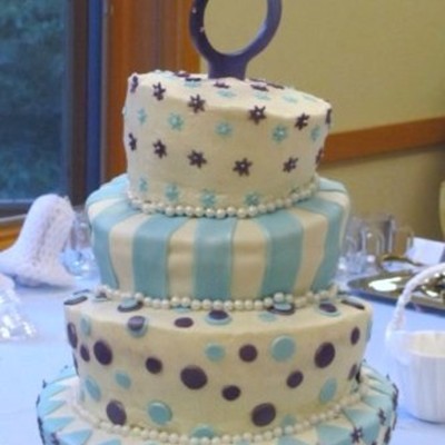 Light Blue/purple Topsy Turvy Wedding Cake