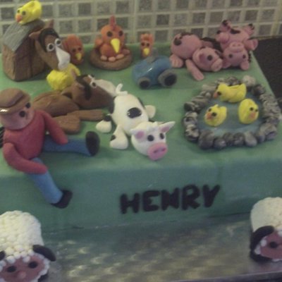 Farm Animals Themed Birthday Cake