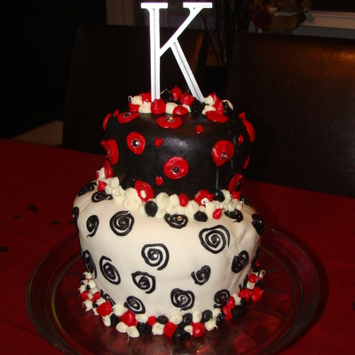 Red And Black Swirly Cake