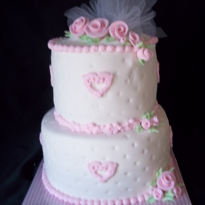 Pink And White Wedding Cake