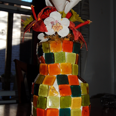 Sugar Tiles And Gumpaste Flowers, Vase Shape Cake
