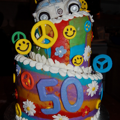 Sixties Tie Dye With Herby Birthday Cake