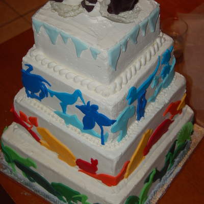 My First Huge Cake For 100 People Given To My Boss In A Congress Marble Cake With Raspberrie Mousse Filling Figures On Top Made In Fon