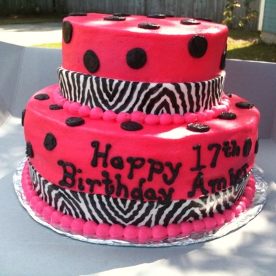 Hot Pink Zebra Polka Dot Cake