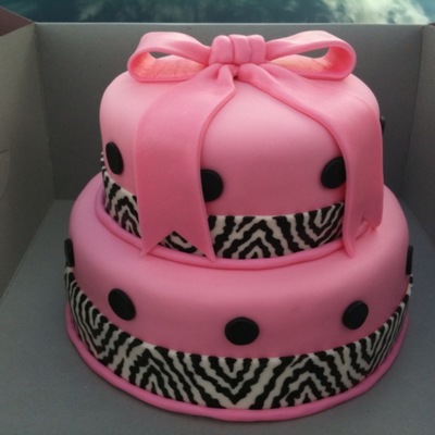 Pink Zebra Print Cake With Bow