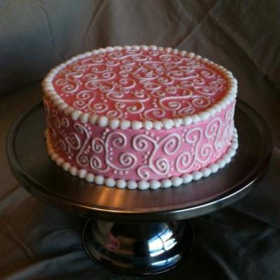 Pink With White Scrolls