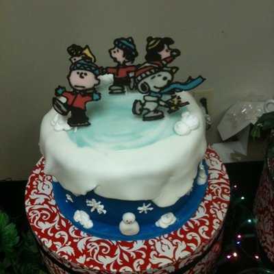 Peanuts Gang Ice Skating Snowscape Cake