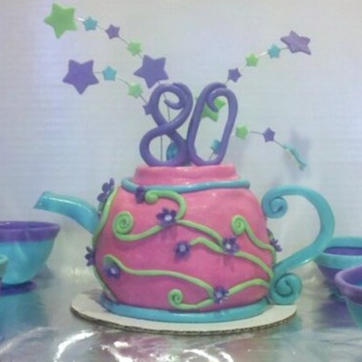 80Th Birthday Teapot Cake